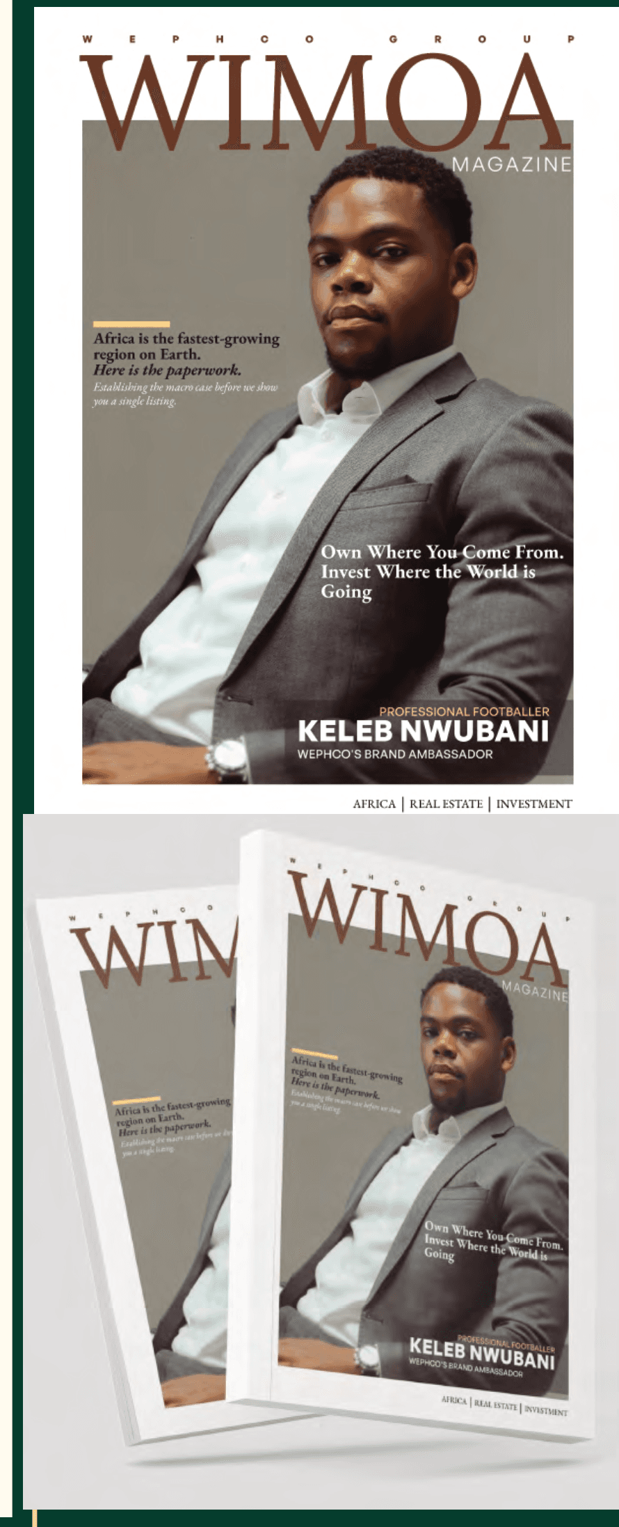 WIMOA Magazine Cover featuring Keleb Nwubani